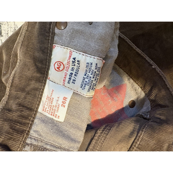 AG ANGEL Brown Corduroy Jeans Womens 26 Y2K Low Rise 90s Grunge Indie Sleaze - Picture 9 of 13